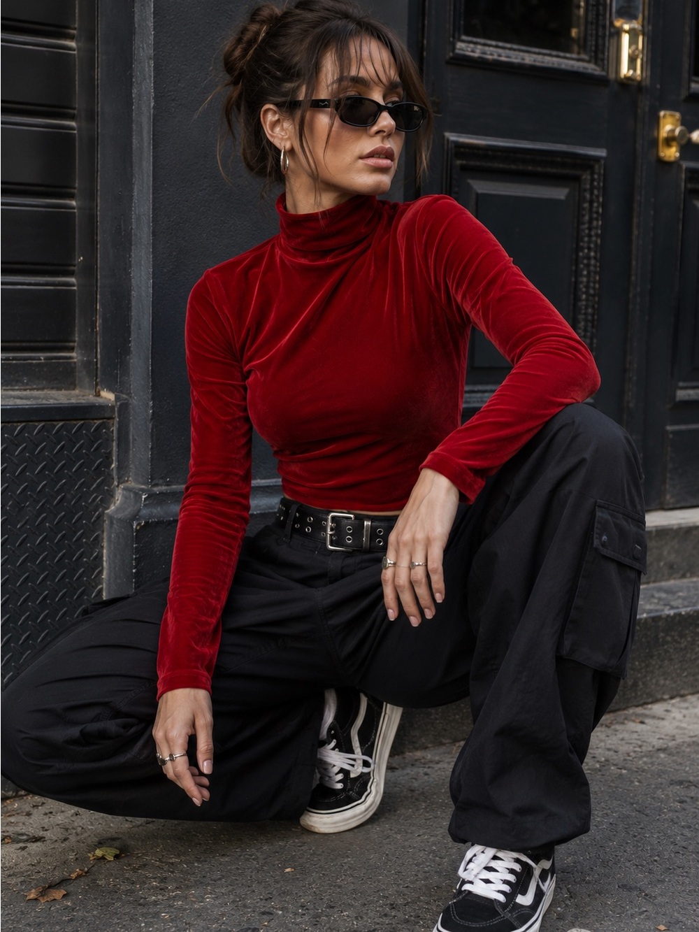 Limited American Red Velvet Top size S vintage 80s era - Picture 2 of 8